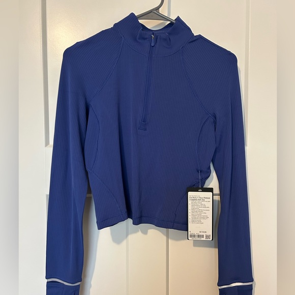Lululemon it’s rulu run ribbed cropped half zip - Picture 1 of 3
